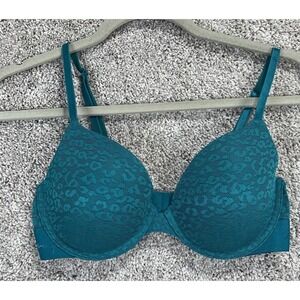 PINK VICTORIA'S SECRET Wear Everywhere T-Shirt Lightly Lined Green Bra Size 34C